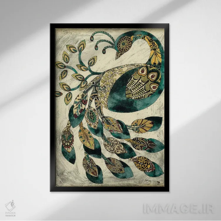 تابلو دکوراتیو طاووس سلطنتی II اثر چریکلیا زاریس - نمای قابدار مشکی
