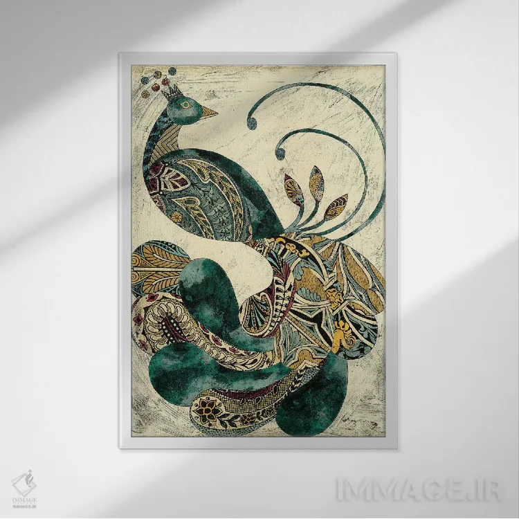 تابلو دکوراتیو طاووس سلطنتی I اثر چریکلیا زاریس - نمای قابدار سفید