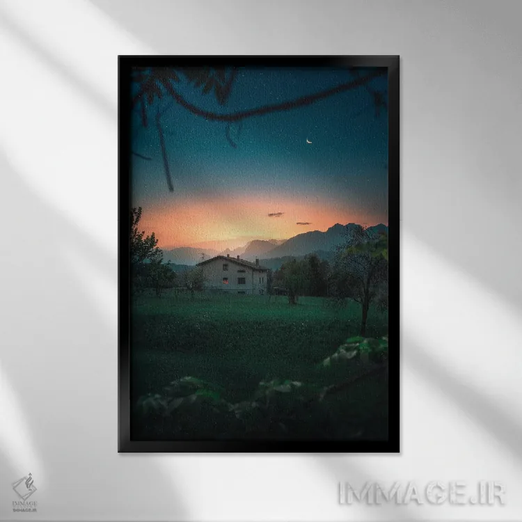 تابلو دکوراتیو گرگ و میش آرام اثر زک دولر - نمای قابدار مشکی