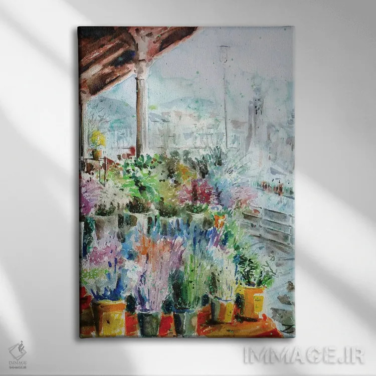 تابلو مدرن بازار گل یکشنبه در بیلبائو اثر زایرا ژائوبایوا - نمای روبهرو روی دیوار