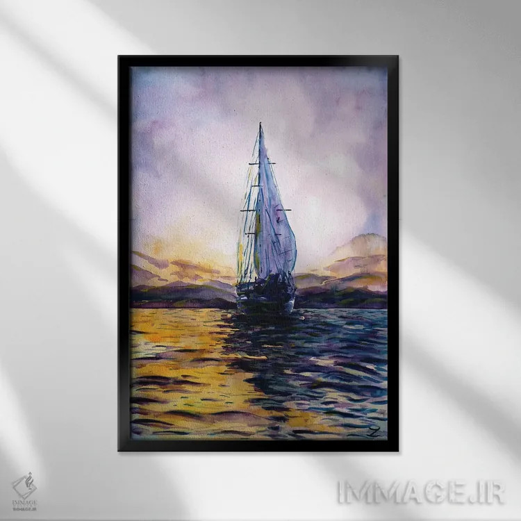 تابلو انتزاعی غروب بنفش اثر زایرا ژائوبایوا - نمای قابدار مشکی