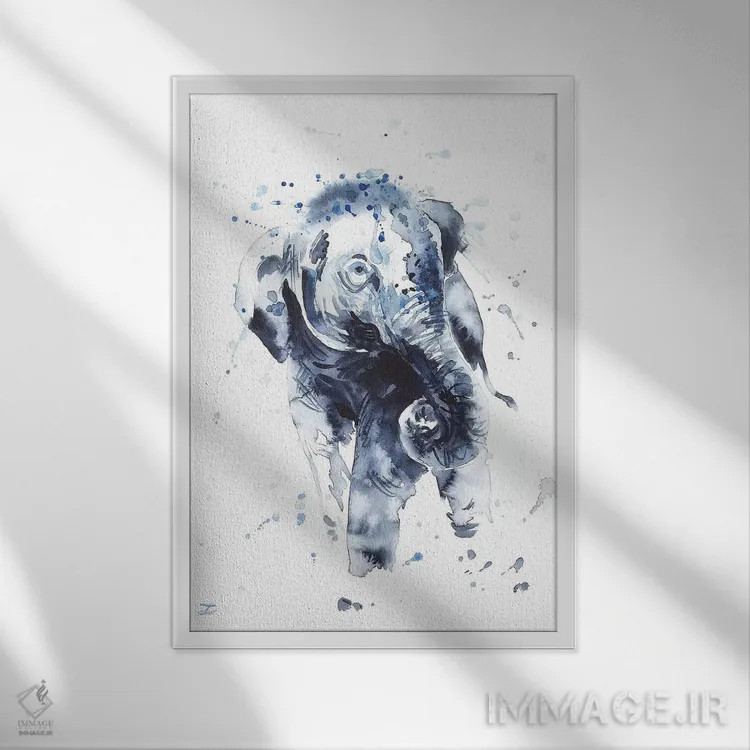 تابلو دکوراتیو بچه فیل اثر زایرا ژائوبایوا - نمای قابدار سفید