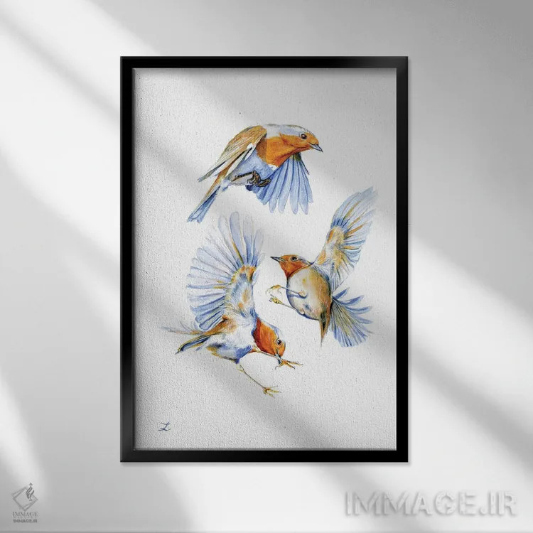 تابلو دکوراتیو سه سینه سرخ اثر زایرا ژائوبایوا - نمای قابدار مشکی