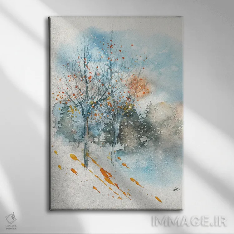 تابلو انتزاعی اوایل زمستان اثر زایرا ژائوبایوا - نمای روبهرو روی دیوار