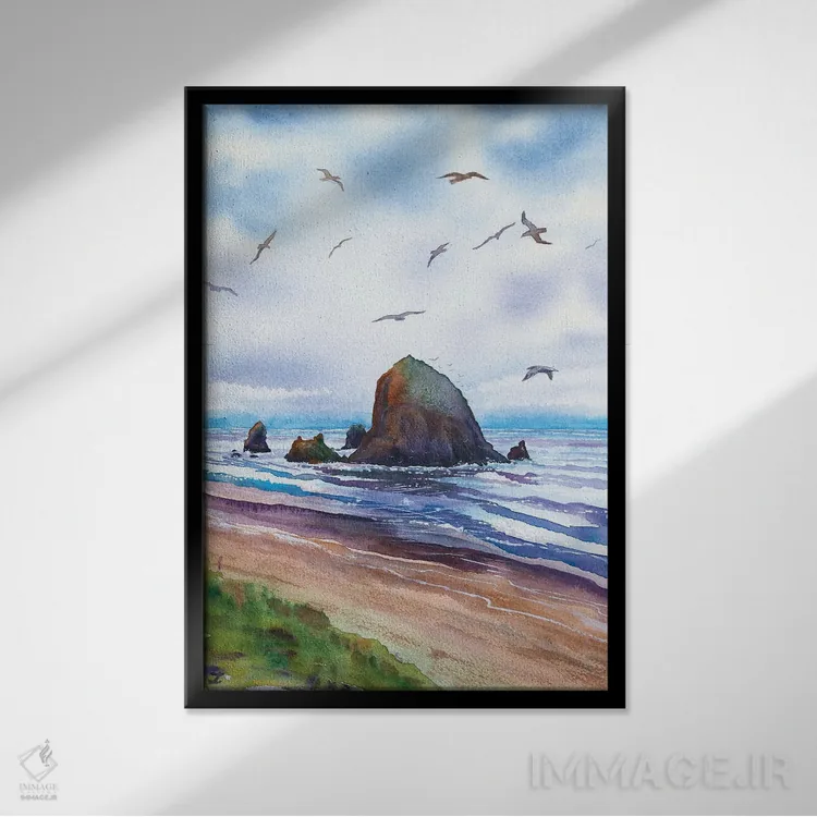 تابلو دکوراتیو Cannon Beach Oregon Coast,صخره های های استک، ساحل کنن… اثر زایرا ژائوبایوا - نمای قابدار مشکی