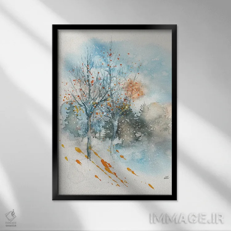 تابلو انتزاعی اوایل زمستان اثر زایرا ژائوبایوا - نمای قابدار مشکی