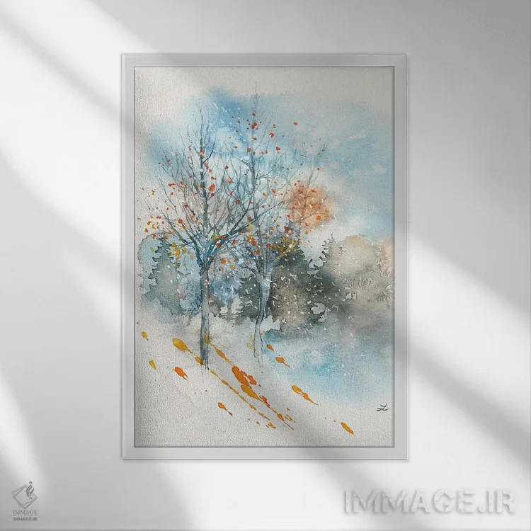 تابلو انتزاعی اوایل زمستان اثر زایرا ژائوبایوا - نمای قابدار سفید