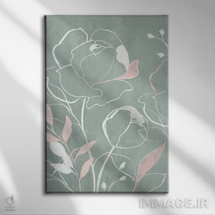 تابلو انتزاعی سرزمین گل رز I اثر ایزابل زد - نمای روبهرو روی دیوار
