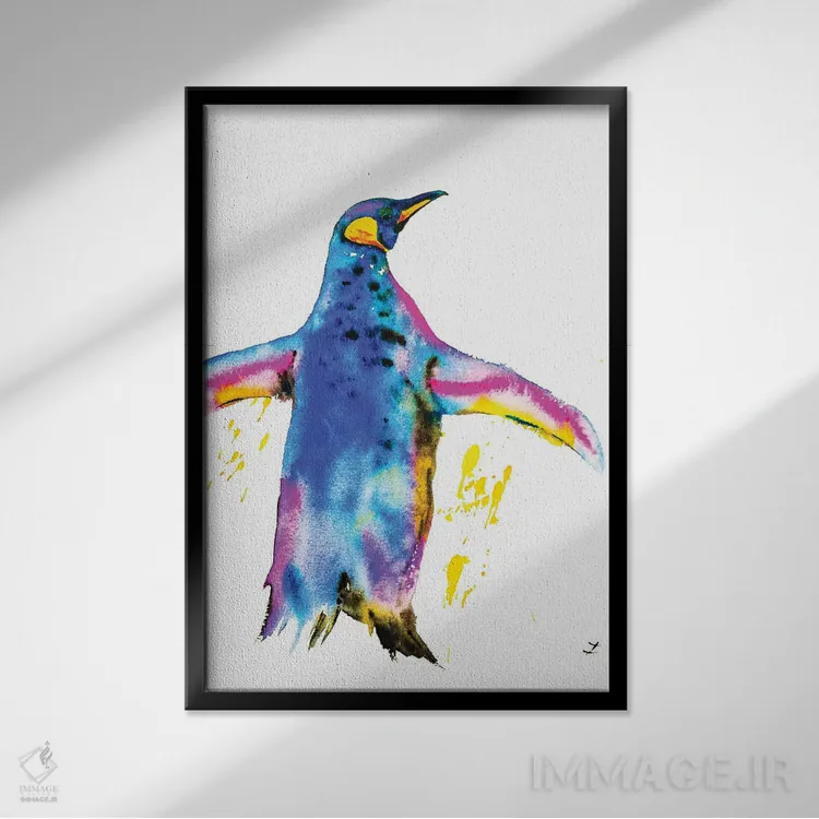 تابلو دکوراتیو پنگوئن اثر زایرا ژائوبایوا - نمای قابدار مشکی