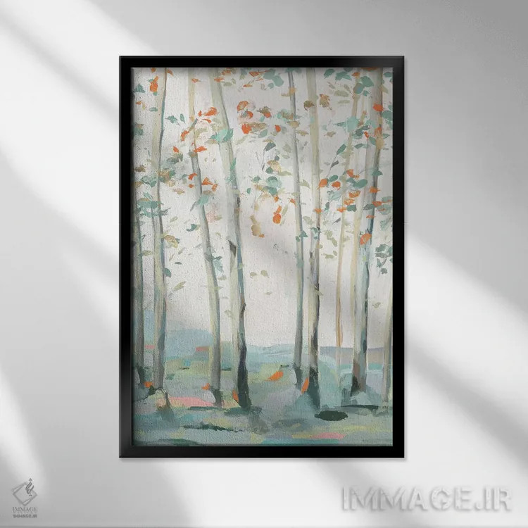 تابلو انتزاعی جنگل زمرباور I اثر ایزابل زد - نمای قابدار مشکی
