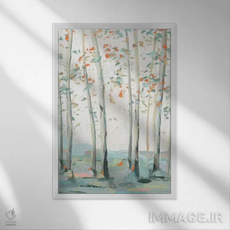 تابلو انتزاعی جنگل زمرباور I اثر ایزابل زد - نمای قابدار سفید