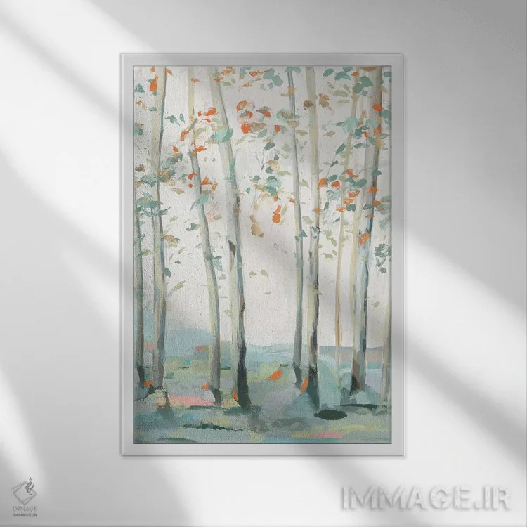 تابلو انتزاعی جنگل زمرباور I اثر ایزابل زد - نمای قابدار سفید