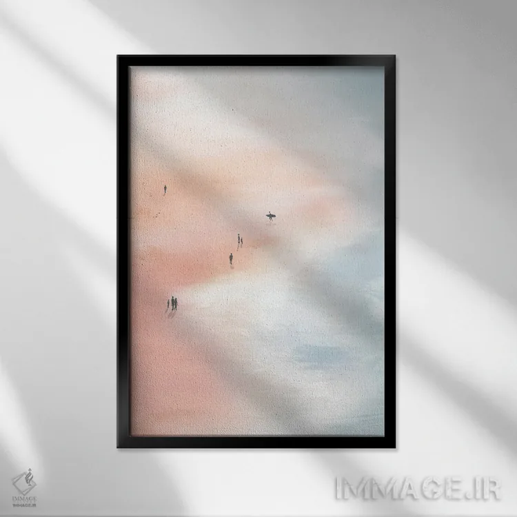 تابلو مینیمال سواحل شنی صورتی II اثر ایزابل زد - نمای قابدار مشکی