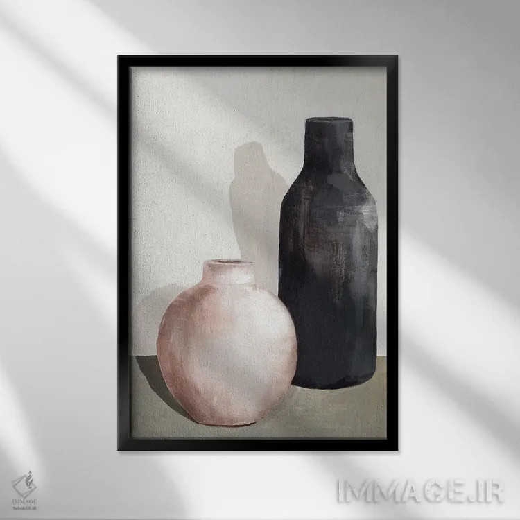 تابلو مینیمال گلدان ها I اثر ایزابل زد - نمای قابدار مشکی