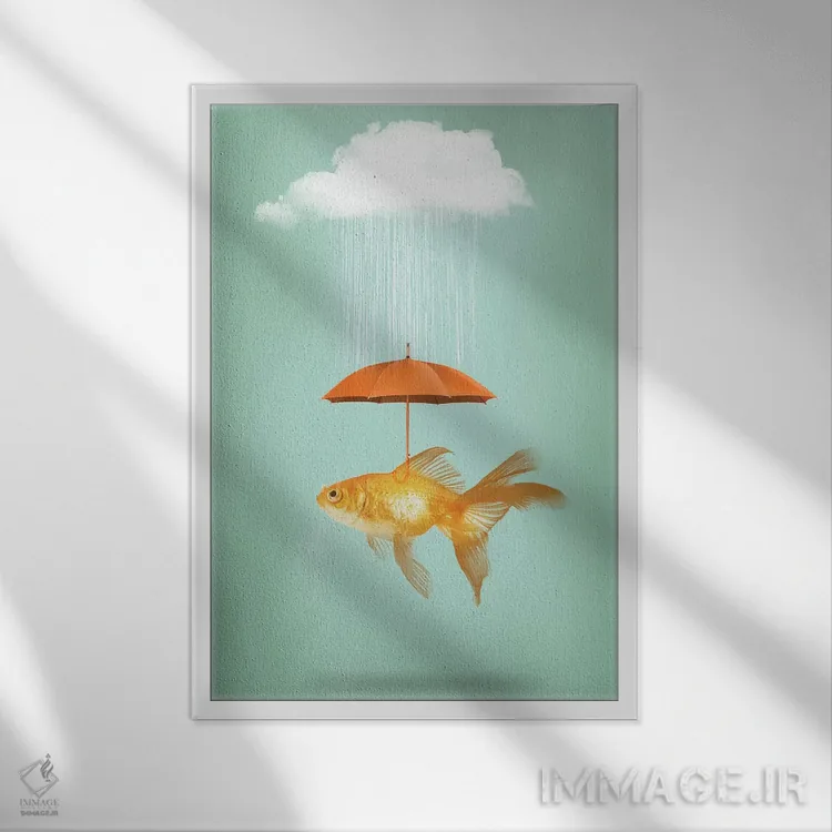 تابلو دکوراتیو جلد ماهی سه اثر وین زپ - نمای قابدار سفید