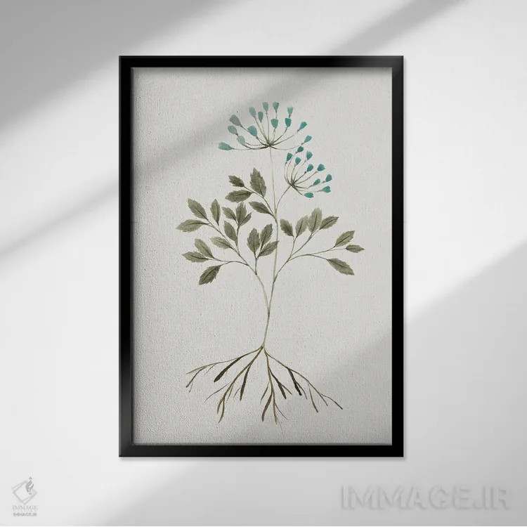 تابلو دکوراتیو گل های ریشه دار III اثر ایزابل زد - نمای قابدار مشکی
