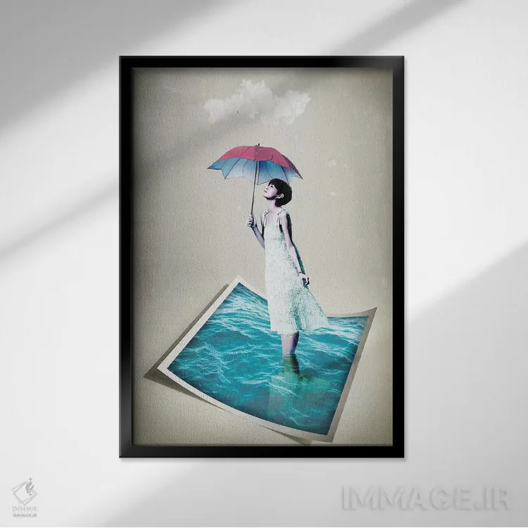 تابلو دکوراتیو انگشت پا در آب اثر وین زپ - نمای قابدار مشکی