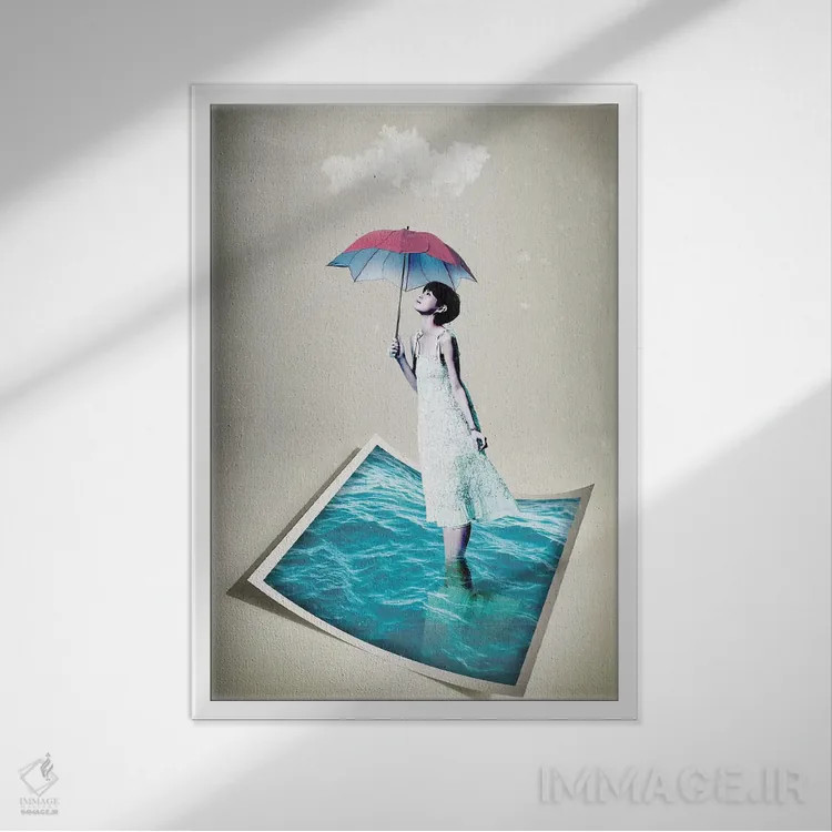 تابلو دکوراتیو انگشت پا در آب اثر وین زپ - نمای قابدار سفید