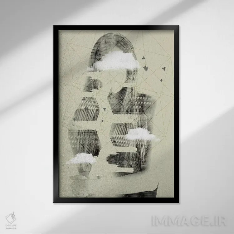 تابلو دکوراتیو آسمان وجه دار اثر وین زپ - نمای قابدار مشکی