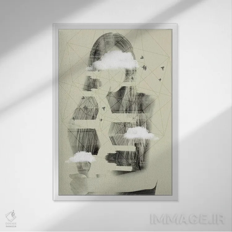 تابلو دکوراتیو آسمان وجه دار اثر وین زپ - نمای قابدار سفید