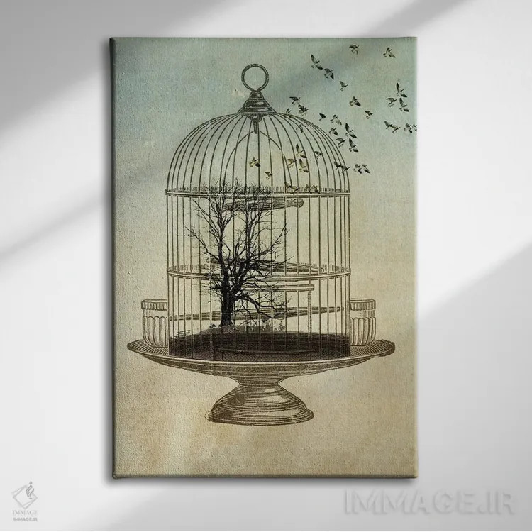 تابلو دکوراتیو پرندگان آزاد اثر وین زپ - نمای روبهرو روی دیوار