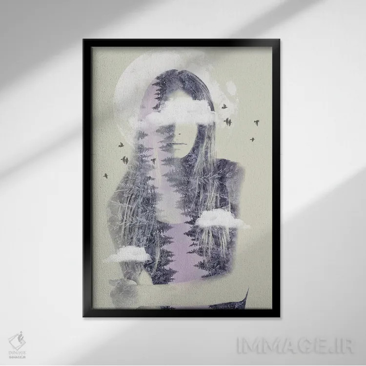 تابلو دکوراتیو تابش ماه اثر وین زپ - نمای قابدار مشکی