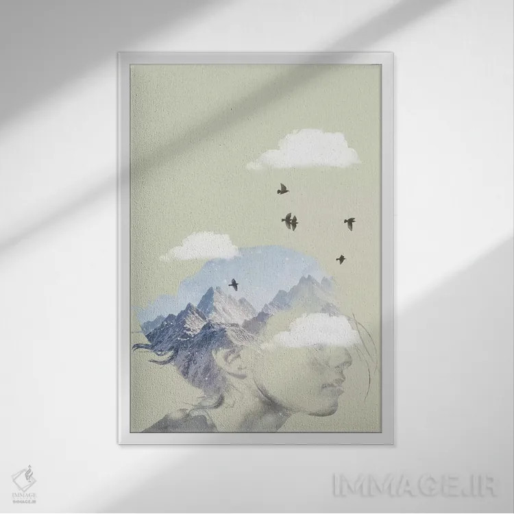 تابلو دکوراتیو کوه درد اثر وین زپ - نمای قابدار سفید
