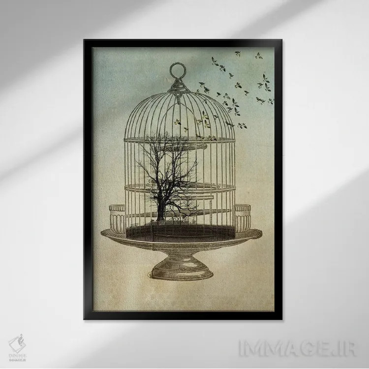 تابلو دکوراتیو پرندگان آزاد اثر وین زپ - نمای قابدار مشکی