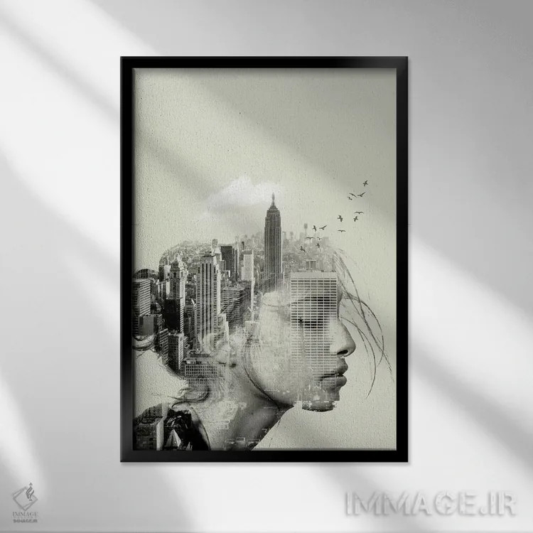 تابلو دکوراتیو انعکاس نیویورک اثر وین زپ - نمای قابدار مشکی
