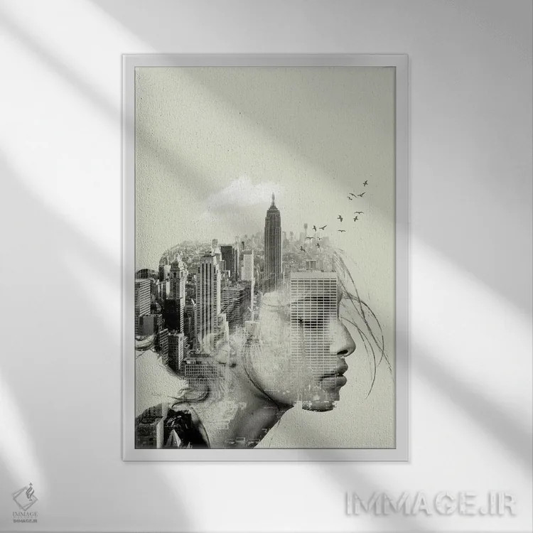 تابلو دکوراتیو انعکاس نیویورک اثر وین زپ - نمای قابدار سفید