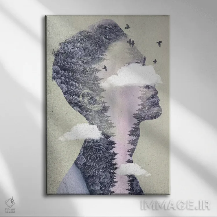 تابلو دکوراتیو موهای دوبرابرتصویری سه اثر وین زپ - نمای روبهرو روی دیوار