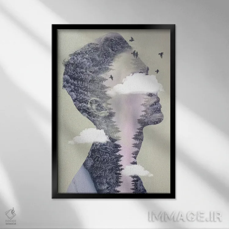 تابلو دکوراتیو موهای دوبرابرتصویری سه اثر وین زپ - نمای قابدار مشکی