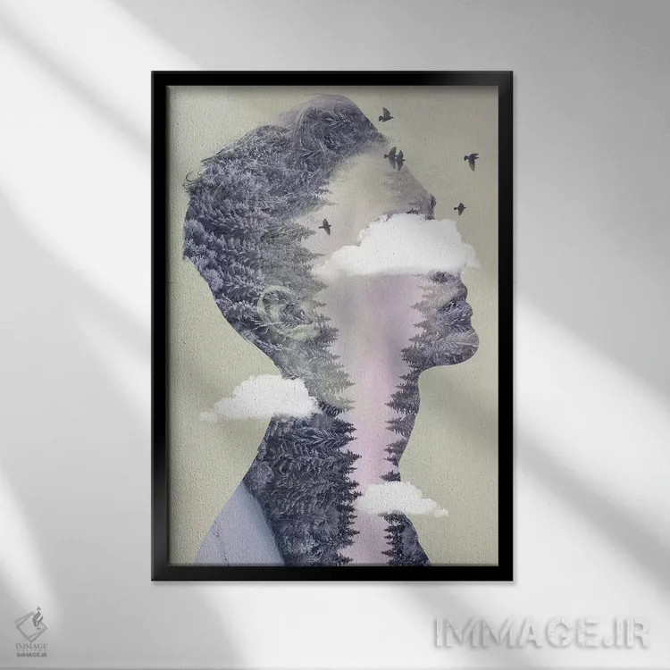 تابلو دکوراتیو موهای دوبرابرتصویری سه اثر وین زپ - نمای قابدار مشکی