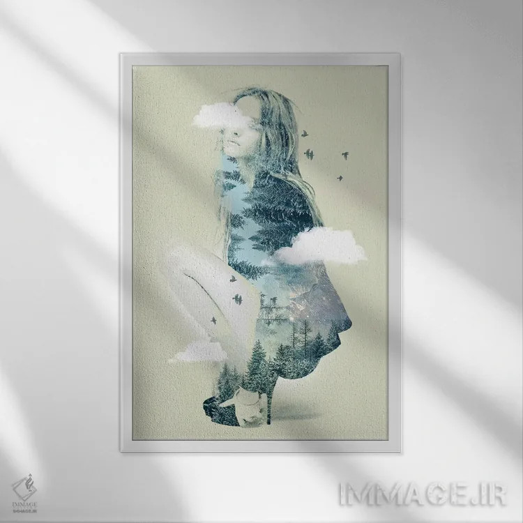 تابلو دکوراتیو قلب طبیعت دو اثر وین زپ - نمای قابدار سفید