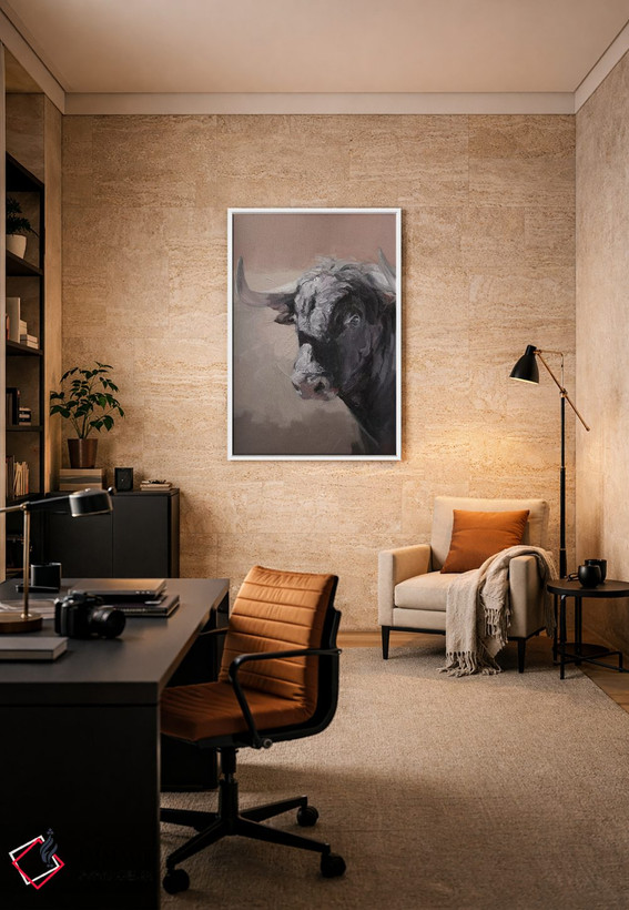 تابلو دکوراتیو سر گاو اسپانیایی نگرو ۱ اثر زیل هوک - D6W