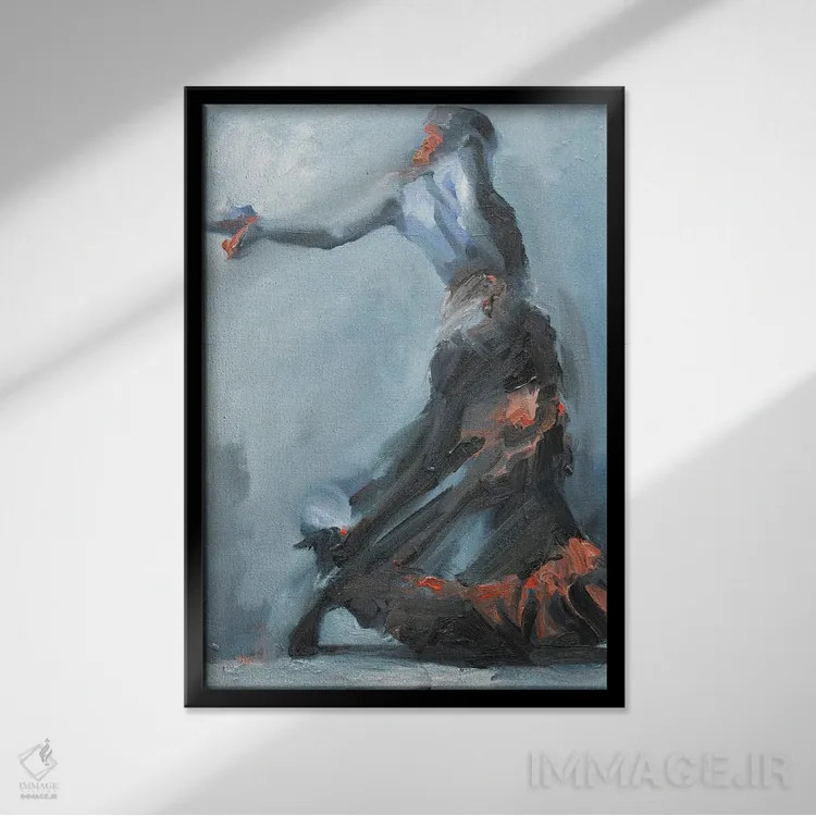 تابلو دکوراتیو دونده آبی ۲۰۲۲ اثر زیل هوک - نمای قابدار مشکی