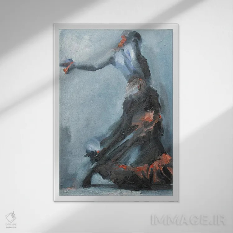 تابلو دکوراتیو دونده آبی ۲۰۲۲ اثر زیل هوک - نمای قابدار سفید