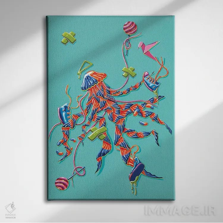 تابلو دکوراتیو پای سمی اثر بابزی - نمای روبهرو روی دیوار