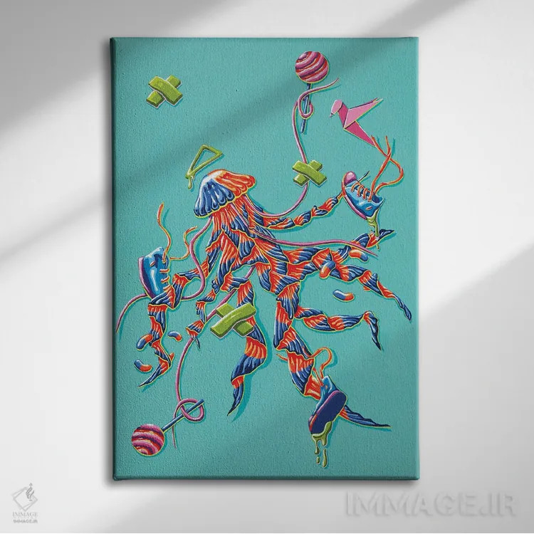 تابلو دکوراتیو پای سمی اثر بابزی - نمای روبهرو روی دیوار