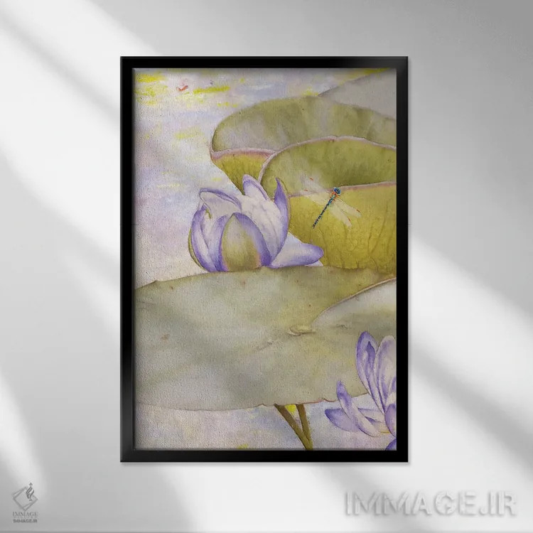 تابلو دکوراتیو نیلوفر جادویی یک اثر استیو هونزیکر - نمای قابدار مشکی
