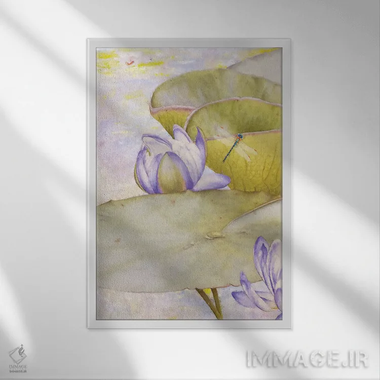 تابلو دکوراتیو نیلوفر جادویی یک اثر استیو هونزیکر - نمای قابدار سفید