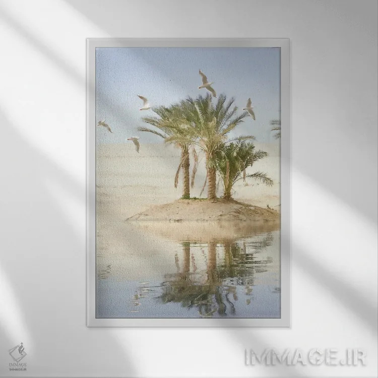 تابلو دکوراتیو سه لت آبی یک – پناهگاه آبی اثر استیو هونزیکر - نمای قابدار سفید