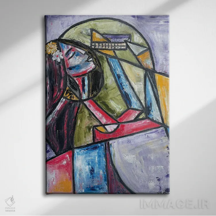 تابلو کلاسیک بانو با هارمونیکا II اثر زولو آرت - نمای روبهرو روی دیوار