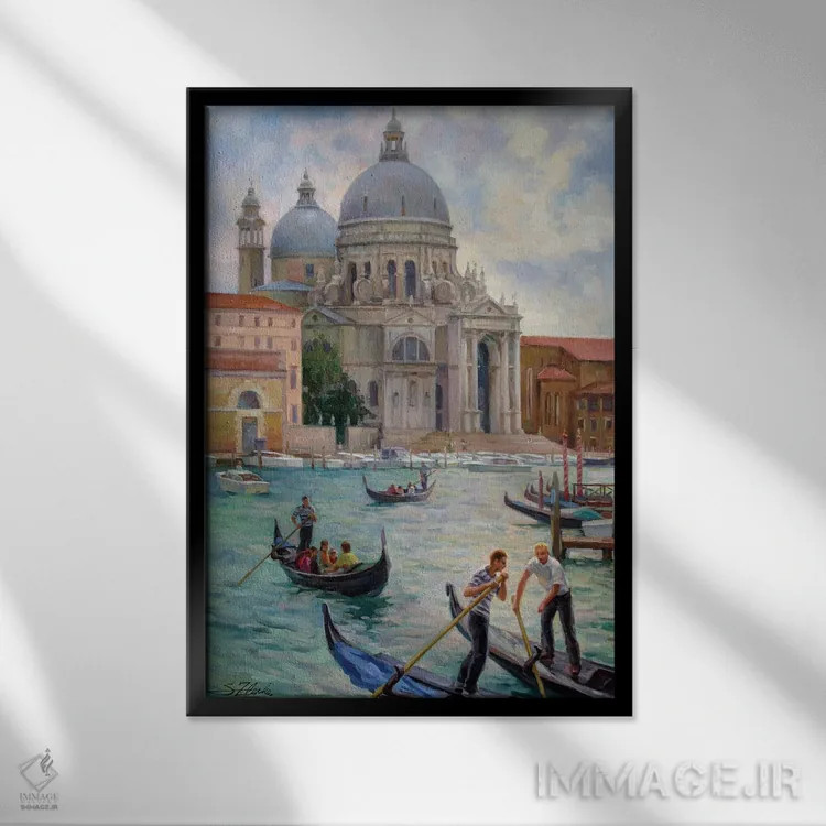 تابلو دکوراتیو Grand Canal Venice,لا سالوته، کانال بزرگ ونیز اثر سرگوی زلنکو - نمای قابدار مشکی