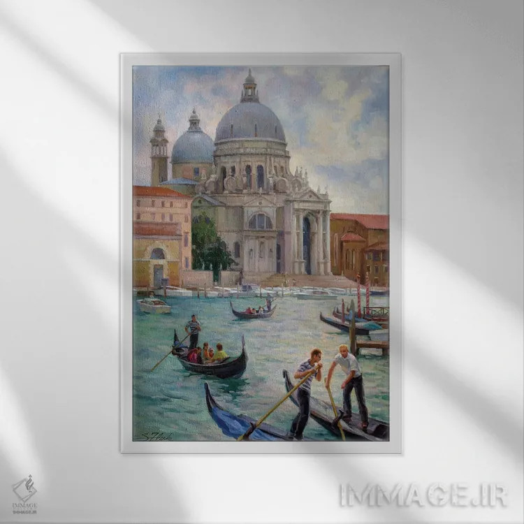 تابلو دکوراتیو Grand Canal Venice,لا سالوته، کانال بزرگ ونیز اثر سرگوی زلنکو - نمای قابدار سفید