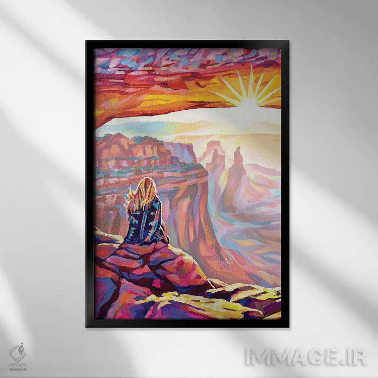 تابلو دکوراتیو سرزمین دره ها اثر ماریا موریس - نمای قابدار مشکی