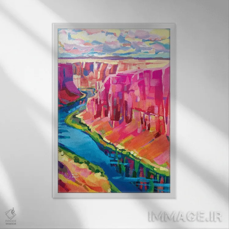 تابلو دکوراتیو گرند کنیون، رود کلرادو اثر ماریا موریس - نمای قابدار سفید