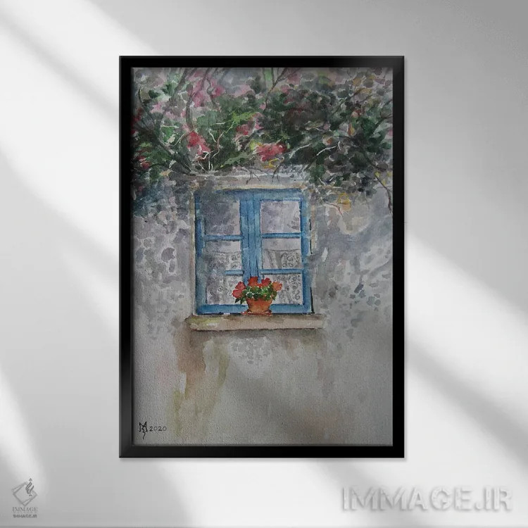 تابلو دکوراتیو پنجره ۲ اثر زوران میهایلوویچ موزا - نمای قابدار مشکی