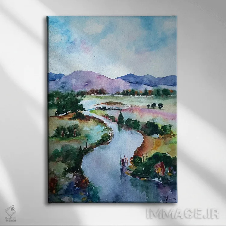 تابلو دکوراتیو رودخانه اثر زوران میهایلوویچ موزا - نمای روبهرو روی دیوار