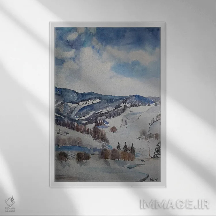 تابلو دکوراتیو زمستان در کوه اثر زوران میهایلوویچ موزا - نمای قابدار سفید
